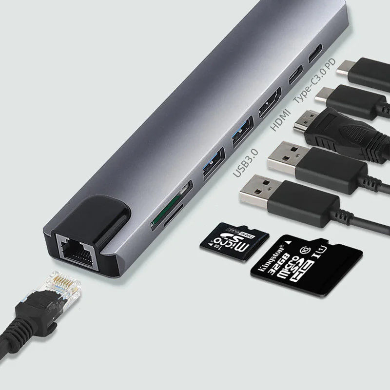 8-in-1 USB-C Docking Station with HDMI & VGA